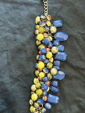 Multicolor Statement Bracelet with Blue, Yellow & Rust Stones